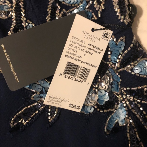 ADRIANNA PAPELL Beaded Mesh Chiffon Gown - Picture 5 of 6